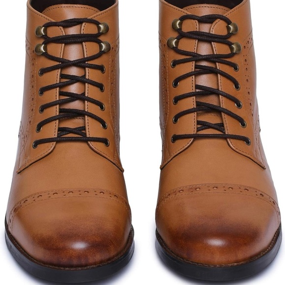 Lethato Men's Classic Handcrafted Leather Toe Cap Boots - Picture 4 of 7